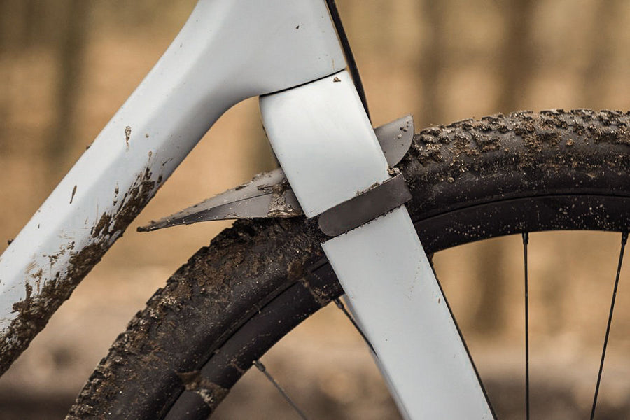 Ass Savers Mudder Mini - Removable front gravel mudguard on muddy grey bike