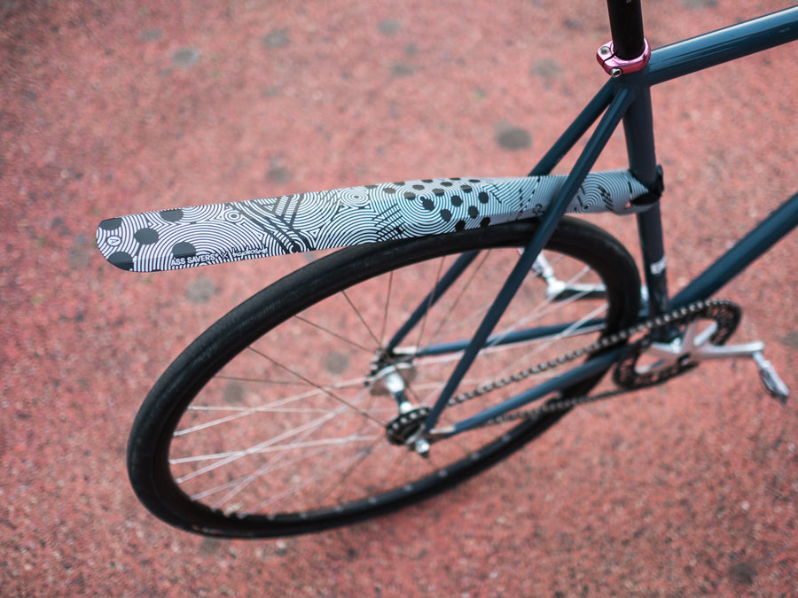Ass Savers Fendor Bendor Regular Bicyclecrumbs - Reflective rear mudguard mounted on grey road bike